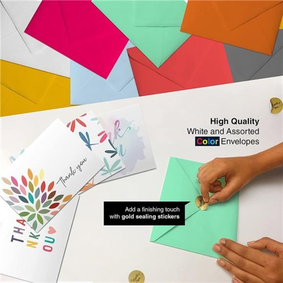 100 Unique Thank You Cards Bulk - Blank Note Cards with 100 Different, Colorful - Picture 6 of 6